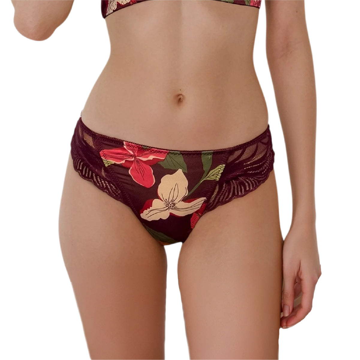 Tanga 10654 Encaje y Estampado Floral