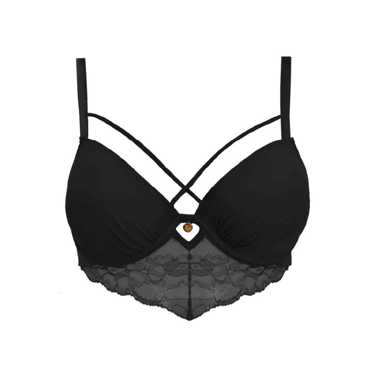 Bra Push Up 20307 Plunge con Encaje y Tiras Decorativas