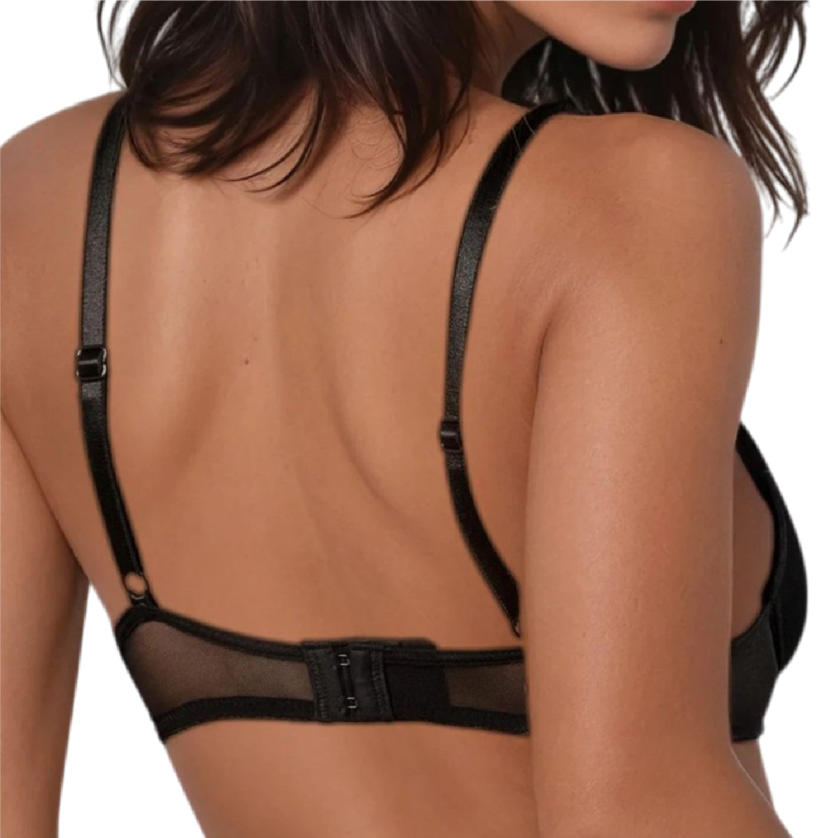 Bra Push Up 20307 Plunge con Encaje y Tiras Decorativas