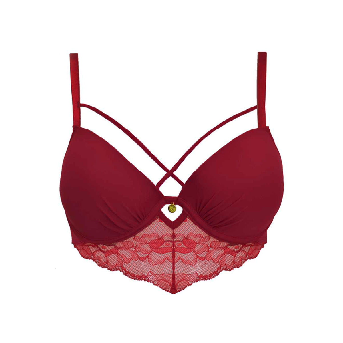 Bra Push Up 20307 Plunge con Encaje y Tiras Decorativas