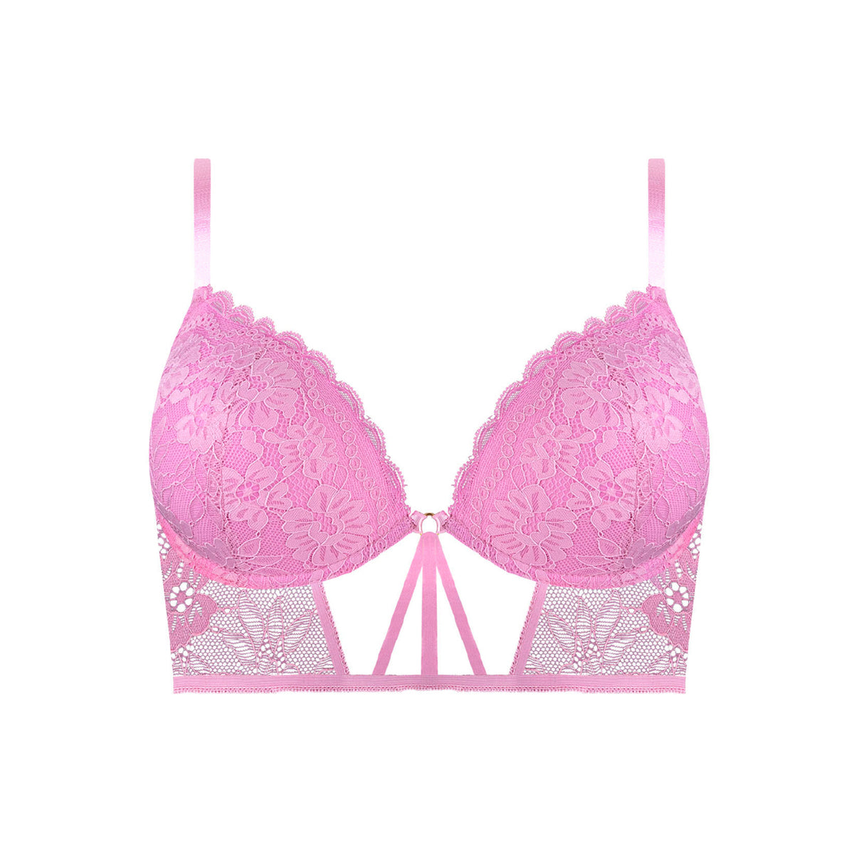 Bra Push Up 20626 Plunge con Encaje, Banda Ancha y Tiras