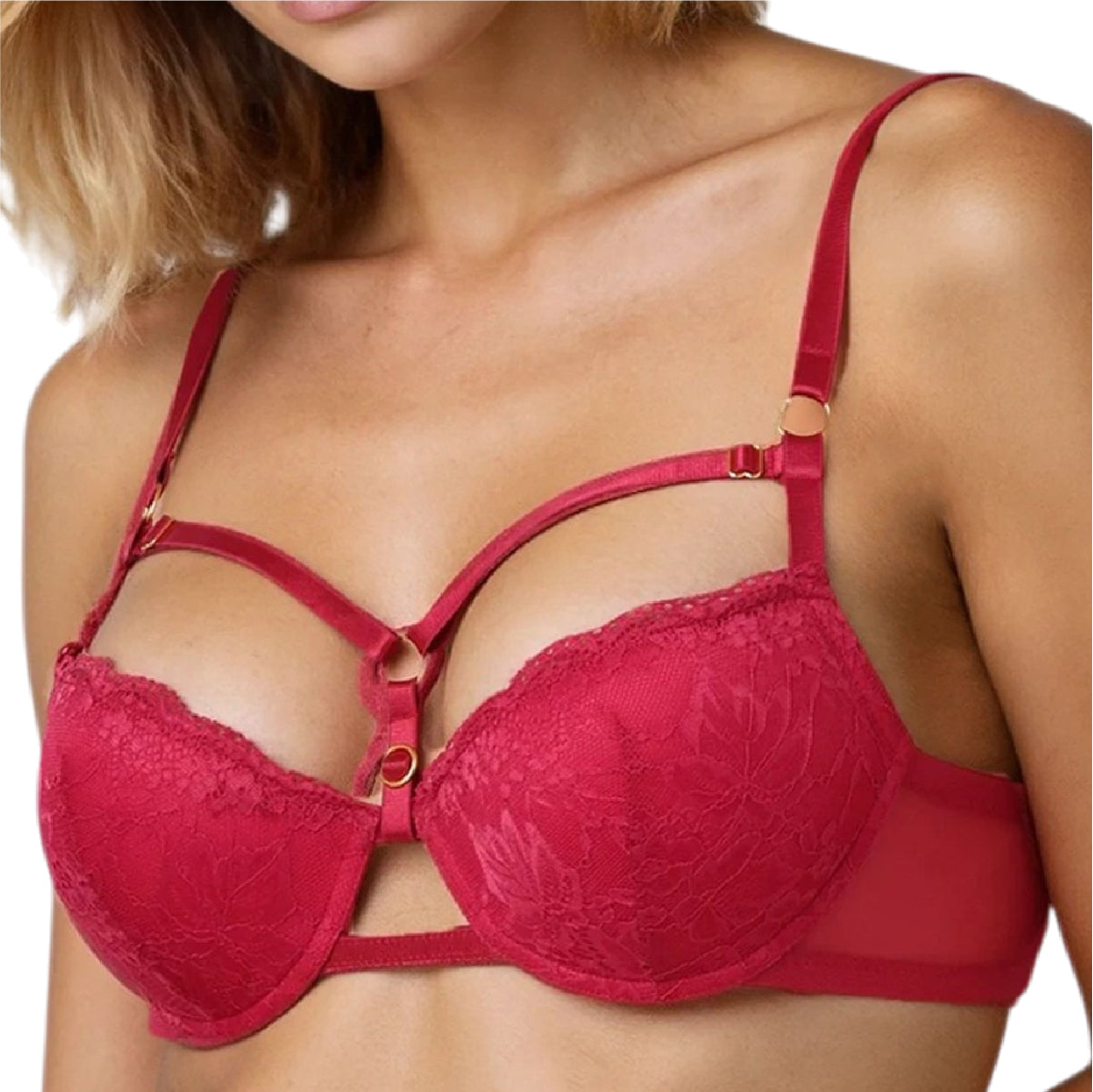 Bra Balconette 20703 Encaje con Tiras Strappy y Aro