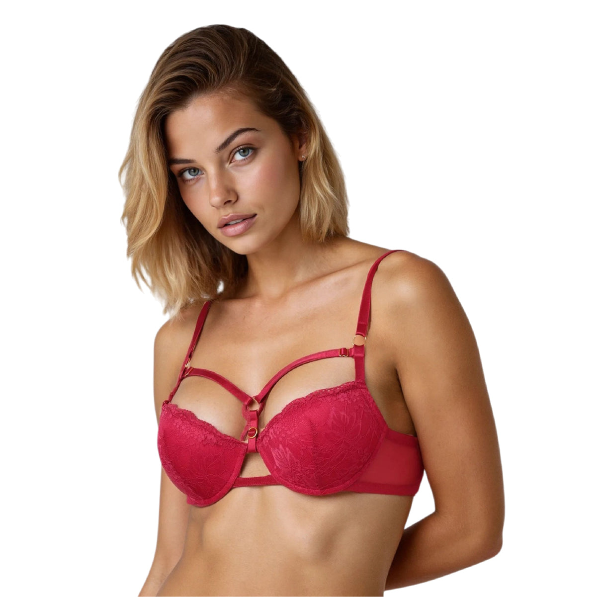 Bra Balconette 20703 Encaje con Tiras Strappy y Aro