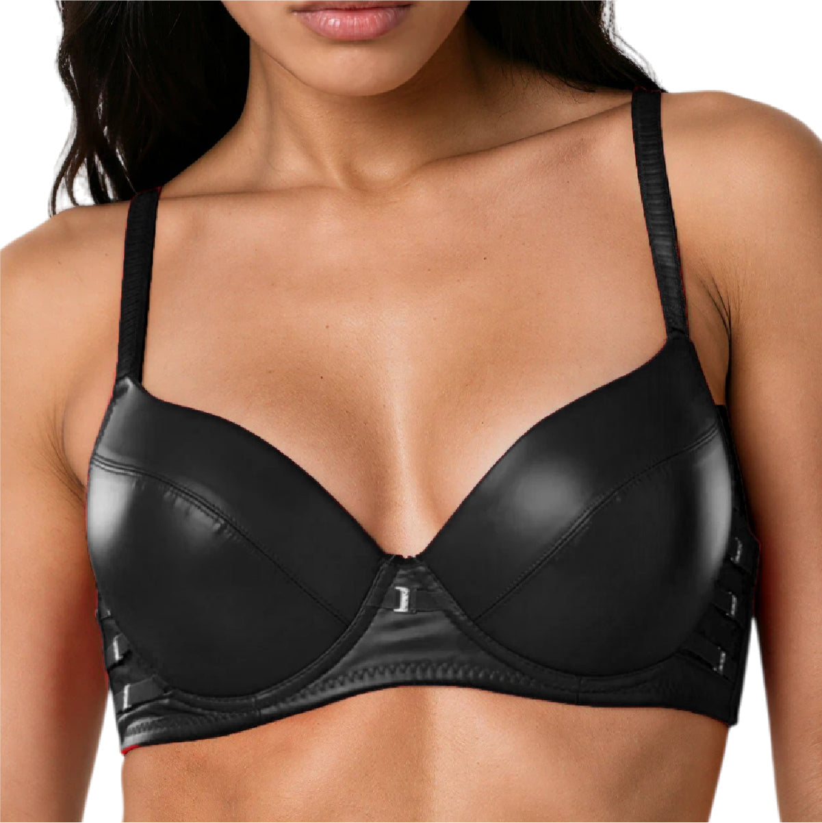Bra Demi 20719 Copa Lisa Vinipiel con Tiras Laterales y Herrajes