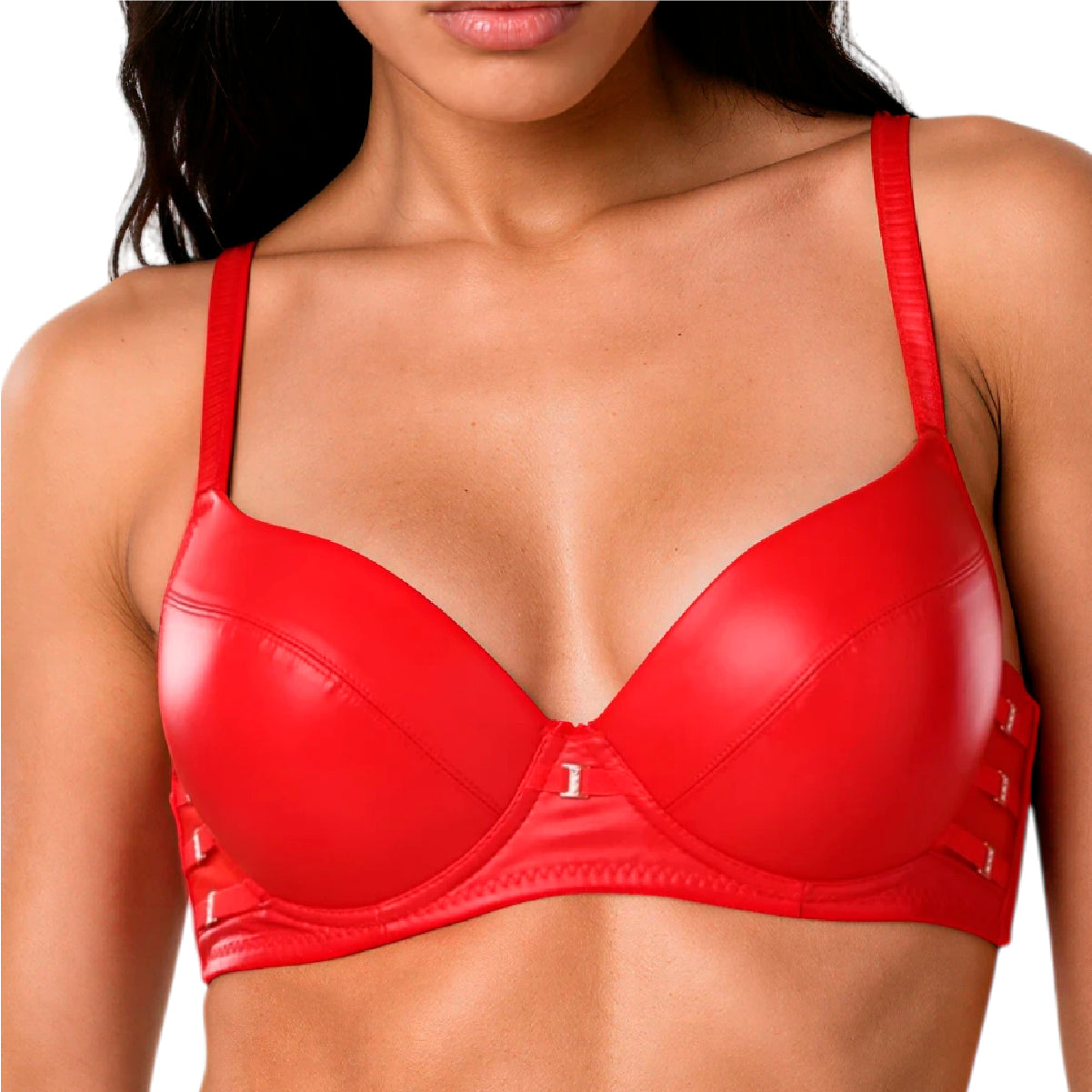 Bra Demi 20719 Copa Lisa Vinipiel con Tiras Laterales y Herrajes