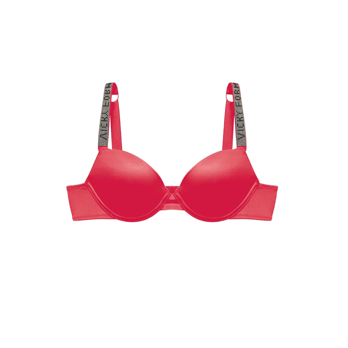 Bra Push Up 20732 Copa Lisa Satinado con Tirantes Brillantes de Pedrería