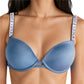 Bra Push Up con copa Lisa Satinado con Tirantes Brillantes de Pedrería