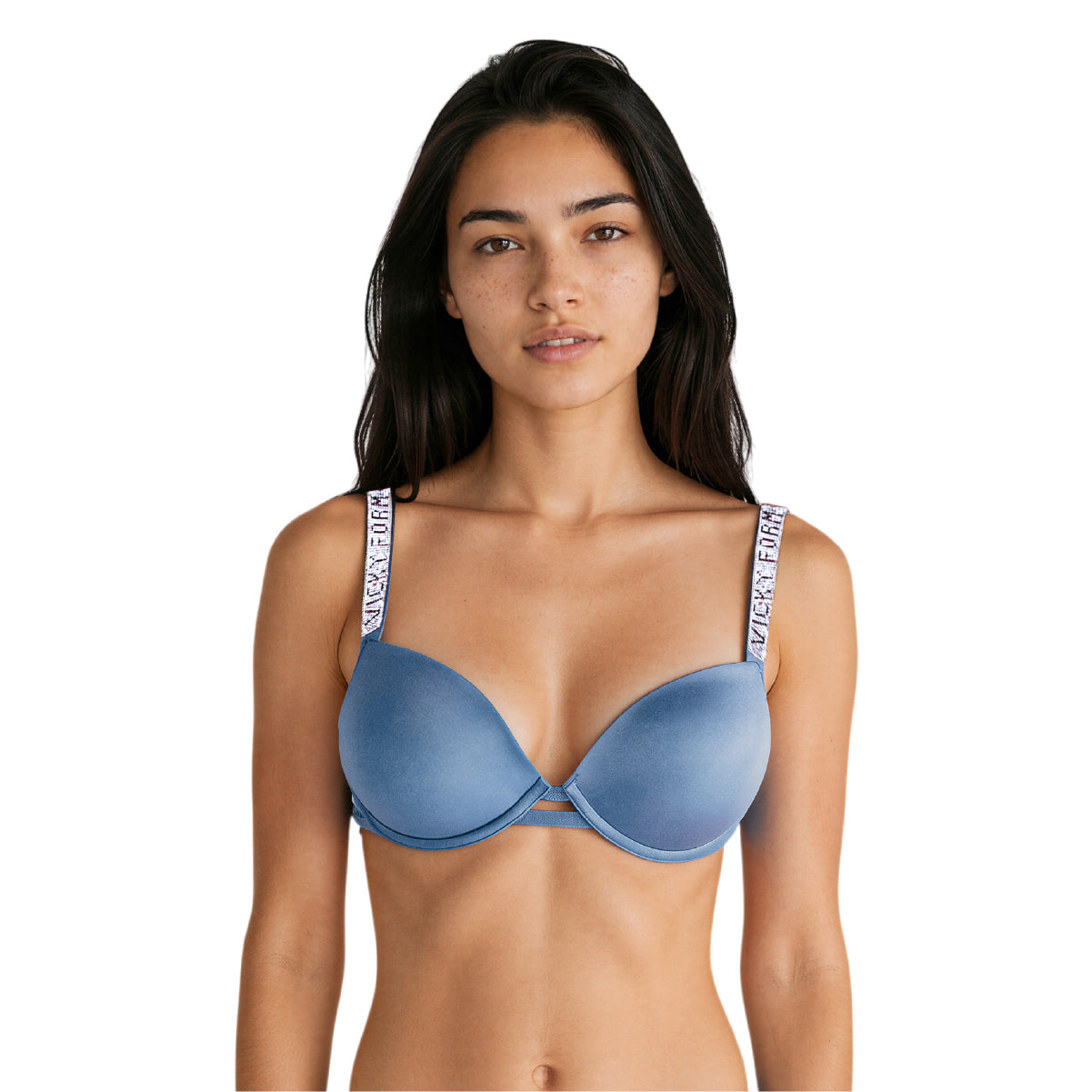 Bra Push Up con copa Lisa Satinado con Tirantes Brillantes de Pedrería