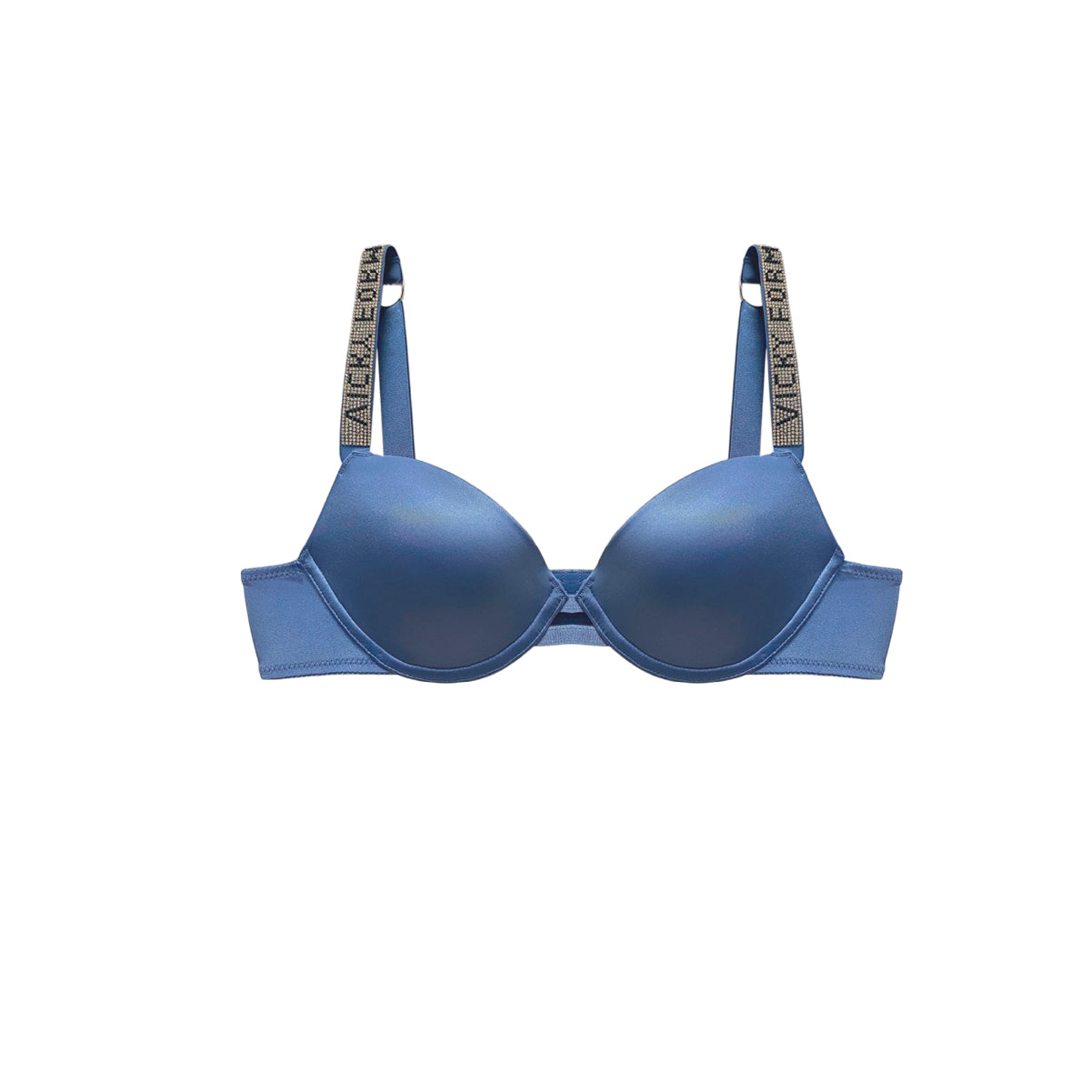 Bra Push Up 20732 Copa Lisa Satinado con Tirantes Brillantes de Pedrería