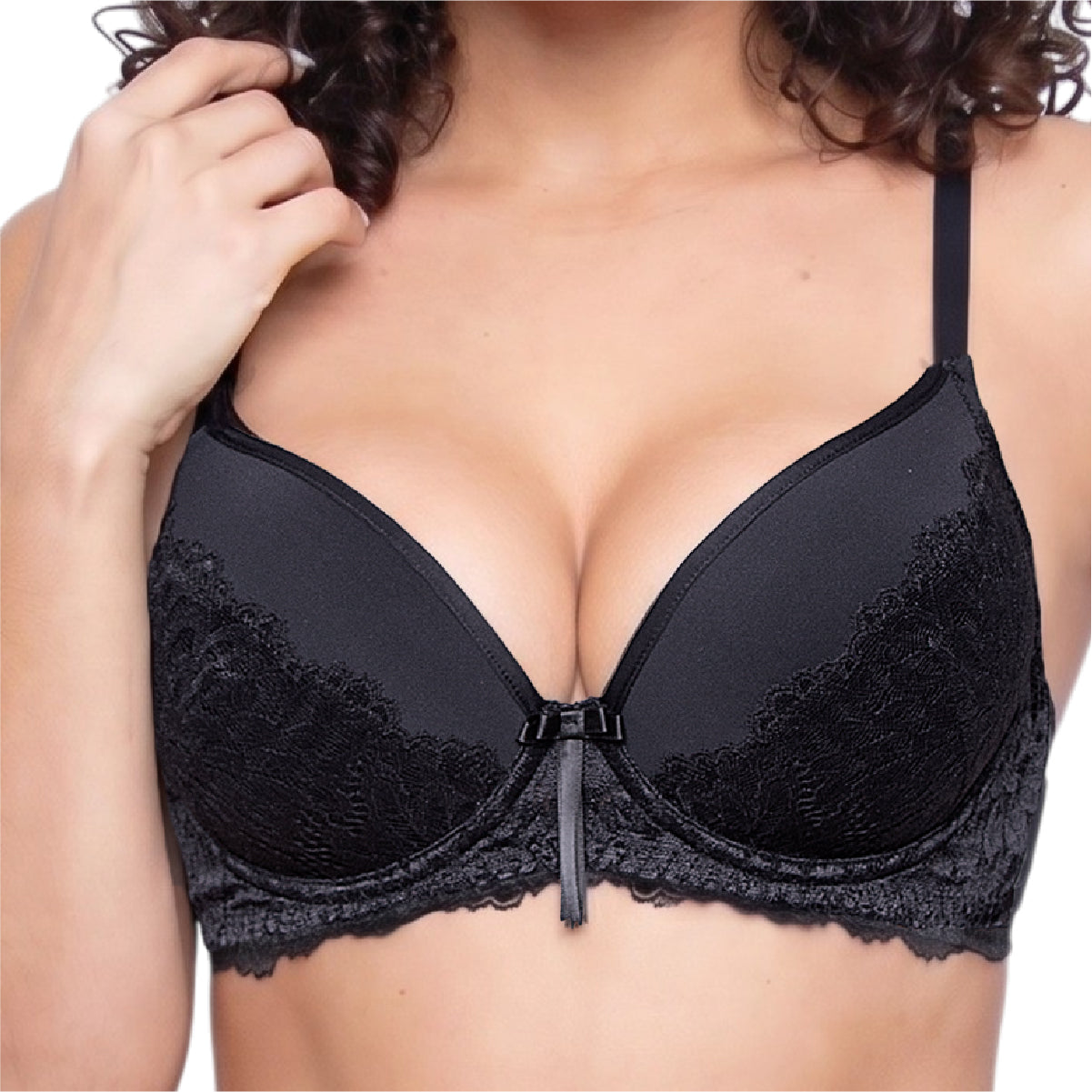 Bra Push Up con Encaje Cobertura Media con Realce